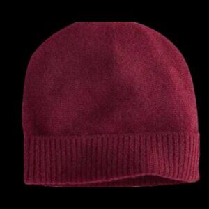 Charter Club Cashmere Cuffed Knit Beanie Hat Women's One Size Burgundy NWT $78